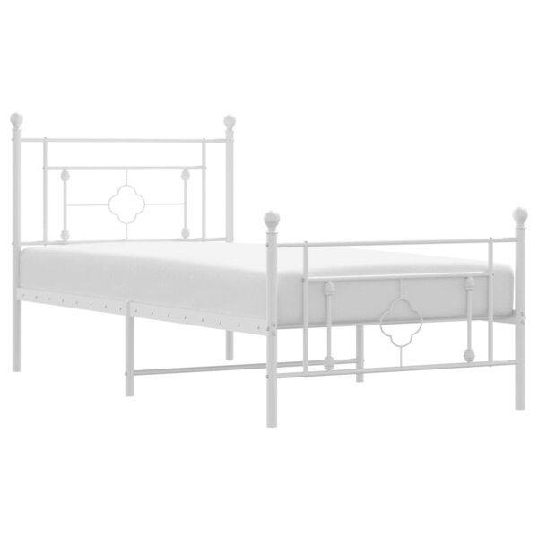 vidaXL Cadre de lit métal avec tête de lit/pied de lit blanc 100x190cm