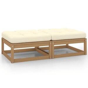 vidaXL Repose-pieds de jardin avec coussins lot de 2 bois pin massif