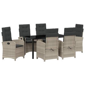 vidaXL Ensemble de salle à manger pour jardin 7 Pièces Gris clair