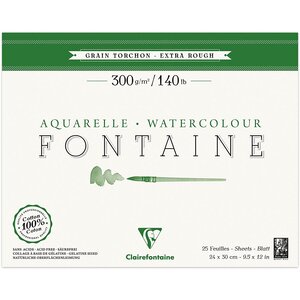 Bloc Fontaine 25F torchon 24x30 300g encollé 4 côtés CLAIREFONTAINE