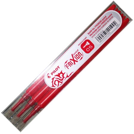 Pochette de 3 recharges roller FriXion Point pointe aiguille fine (0,5mm) Rouge PILOT