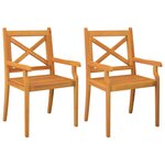 vidaXL Chaises à manger d'extérieur lot de 2 Bois d'acacia massif