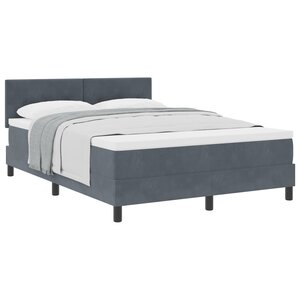 Lit Box Spring vidaXL avec Matelas Gris Foncé 140x190 cm Velours