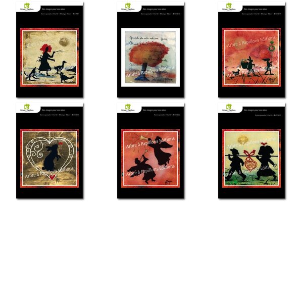 Lot de 6 cartes - voeux 2 - peintures monique meyer