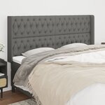 vidaXL Tête de lit avec oreilles Gris foncé 203x16x118/128 cm Tissu