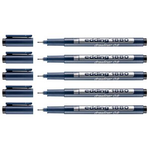 Feutre Fin de Précision 1880 Pointe Calibrée Noir (0.8) 0 8 mm x 5 EDDING