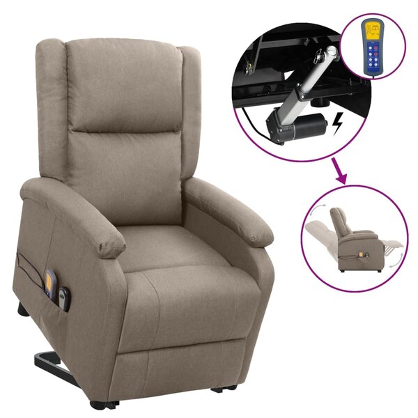 Vidaxl fauteuil releveur inclinable de massage taupe tissu