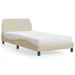 vidaXL Lit avec matelas crème 100x200 cm tissu