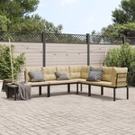 vidaXL Ensemble de banc de jardin avec coussins 4 Pièces noir