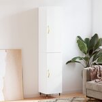 vidaXL Buffet haut Blanc brillant 34 5x34x180 cm Bois d'ingénierie
