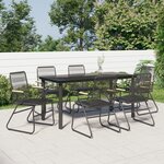 vidaXL Ensemble à manger de jardin 7 Pièces Noir Rotin PVC