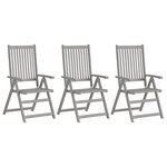 vidaXL Chaises inclinables de jardin lot de 3 et coussins Bois acacia