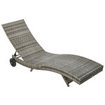Bain de soleil transat grand confort - dossier inclinable 5 positions roulettes - matelas déhoussable inclus - résine tressée grise