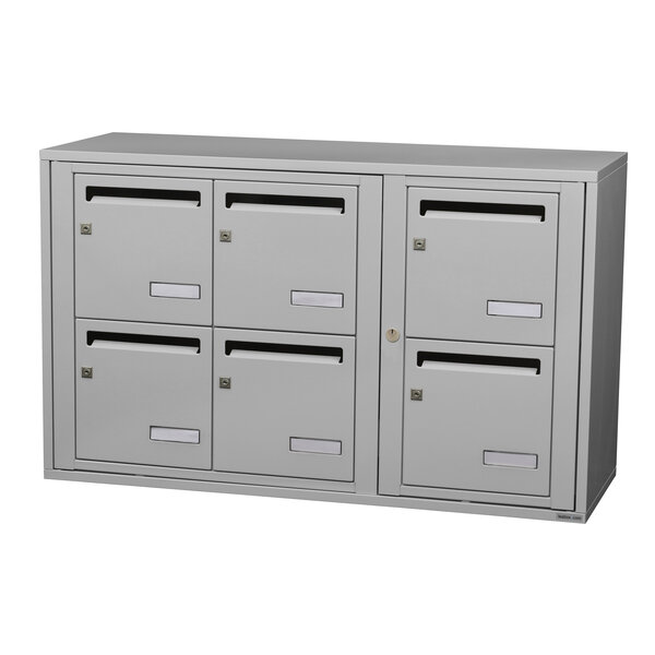 Bloc collectif Leabox 3x2  grade 3  simple face  intérieur  fixation murale  gris clair ral 7035 finition brillante