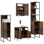 vidaXL Ensemble de meubles de salle de bain 4 Pièces Chêne fumé Bois