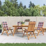 vidaXL Chaises de jardin inclinables 4Pièces et coussins bois massif teck