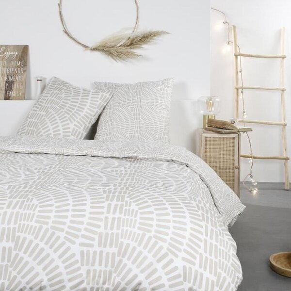 Parure de lit - 260 x 240 cm -Beige Motif Ethnique