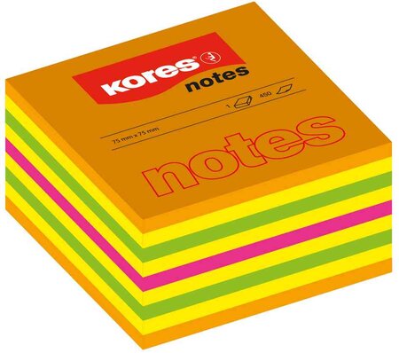 Bloc note cube 450 f repositionnable 50x50 assortis 5 couleurs Néon KORES