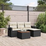 vidaXL Salon de jardin 5 Pièces avec coussins noir résine tressée