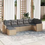 vidaXL Salon de jardin avec coussins 7 Pièces beige résine tressée