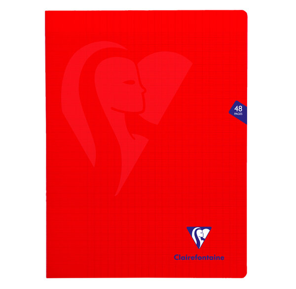 Cahier MIMESYS Piqué Polypro 24 x 32 cm 48 pages 90g Séyès Rouge CLAIREFONTAINE