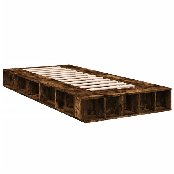 vidaXL Cadre de lit chêne fumé 100x200 cm bois d'ingénierie