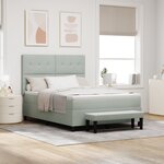 vidaXL Lit à Sommier à Ressorts avec Matelas & Banc Gris Clair 140x200 cm Velours
