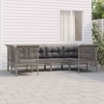 vidaXL Salon de jardin 6 Pièces avec coussins Gris Résine tressée