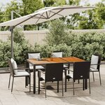 vidaXL Ensemble à manger de jardin coussins 7Pièces Noir Résine tressée
