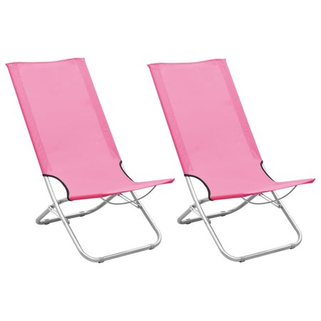 vidaXL Chaises de plage pliables 2 Pièces Rose Tissu