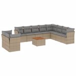 vidaXL Salon de jardin et coussins 11 Pièces mélange beige résine tressée