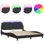 vidaXL Cadre de lit avec lumières LED noir 160x200 cm similicuir