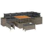 Ensemble de Canapés de Jardin vidaXL de 9 Pièces avec Coussins en Poly Rotin Gris