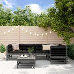 vidaXL Salon de jardin 6 Pièces avec coussins gris bois massif