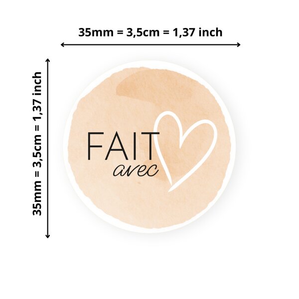 140 Etiquettes Fait avec Amour Rondes Autocollantes - Ø 35 mm - Papier Recyclé - Fait avec Amour - 4 Planches A4 de Stickers pour entrepreneurs  smallbusiness  DIY  scrapbooking.