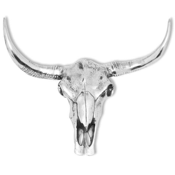 vidaXL Décoration murale en forme de crâne de taureau Aluminium Argenté
