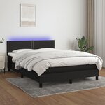 vidaXL Sommier à lattes de lit avec matelas LED Noir 140x200 cm Tissu