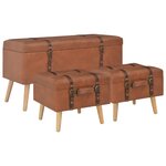 vidaXL Tabourets de rangement lot de 3 Brun roux Similicuir