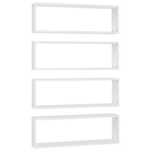 vidaXL Étagères cube murales 4Pièces Blanc 80x15x26 5cm bois d'ingénierie