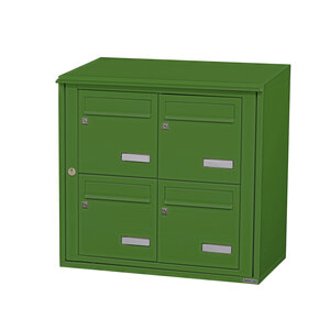 Bloc collectif leabox.com 2x2 grade 3 simple face Extérieur fixation murale Vert mai RAL 6017 finition brillante