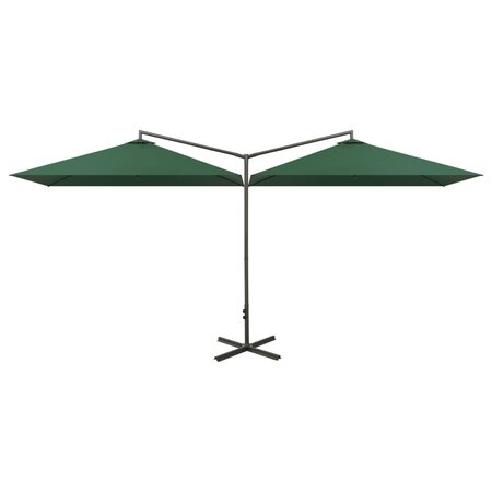 vidaXL Parasol double avec mât en acier Vert 600x300 cm