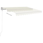 vidaXL Auvent manuel rétractable avec poteaux 3x2 5 m Crème