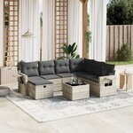 vidaXL Salon de jardin 8 Pièces avec coussins gris clair résine tressée