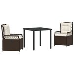 vidaXL Ensemble de Salle à Manger de Jardin de 3 Pièces Marron Poly Rattan