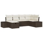 vidaXL Canapé de jardin 6 pièces avec coussins Marron en Poly Rotin