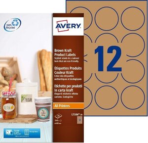 240 etiquettes couleur kraft rondes - l7106-20