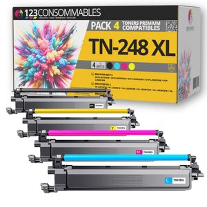 TN248 XL - Pack 4 toners compatibles avec Brother TN-248 XL pour Brother MFC-L8390CDW DCP-L3560CDW DCP-L3520CDWE MFC-L3740CDWE MFC-L3760CDW DCP-L3520CDW