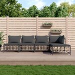 vidaXL Salon de jardin 5 Pièces avec coussins anthracite résine tressée