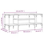 vidaXL Meuble TV chêne fumé 121x35x45 cm bois d'ingénierie et fer