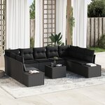 vidaXL Ensemble de canapé de jardin de 10 pièces avec coussins Beige en poly rotin